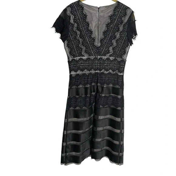 JS Collections Black Lace Nude Cocktail Dress 4 - Picture 3 of 6